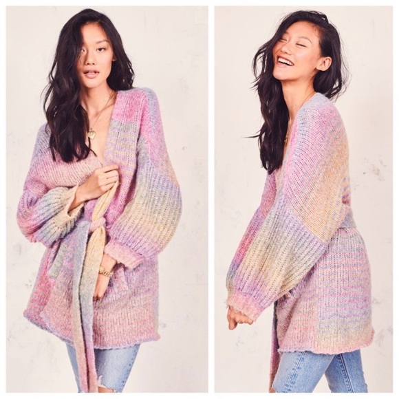 LoveShackFancy Brady Rainbow Wool Knit Belted
Shawl Cardigan Size XS/S - Picture 2 of 14